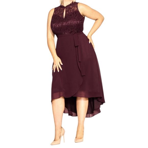 City Chic dress Hi Lo Lover sleeveless dark red size L 20 - Picture 1 of 9